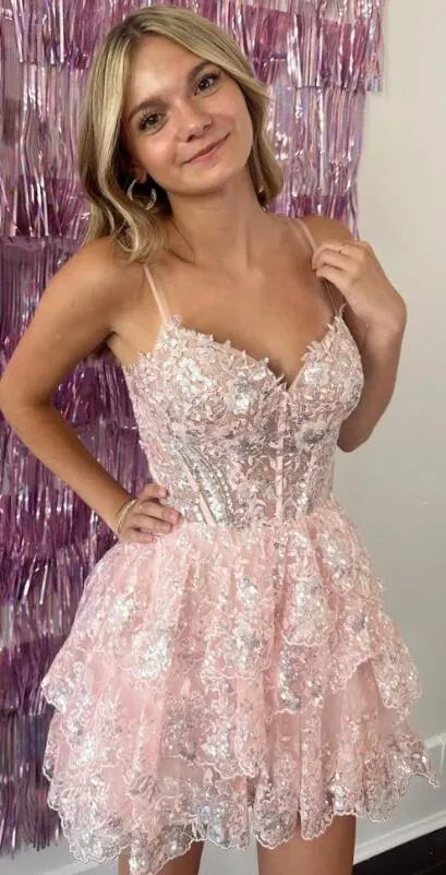 2023 A-line Lace Homecoming Dresses PC1148