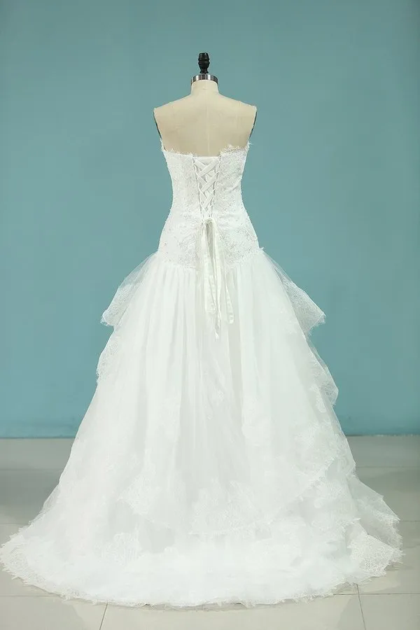 2024 Wedding Dresses Mermaid Sweetheart Tulle PRBAERGC