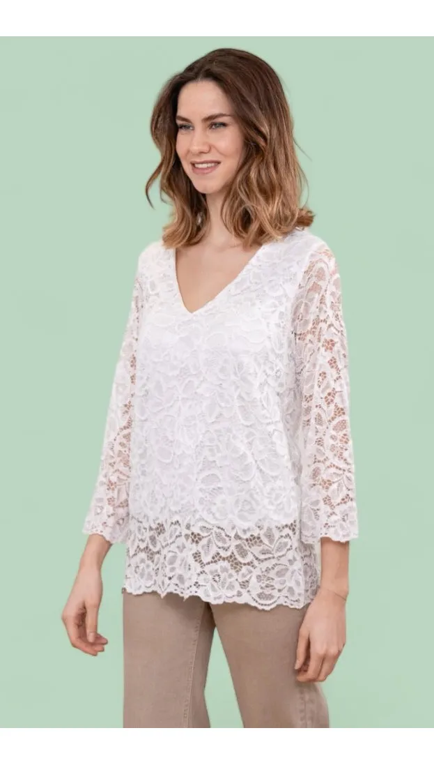 4-A1488 White Lace Top