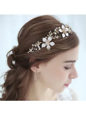 Accessoire cheveux Élégant en strass à fleurs dorées