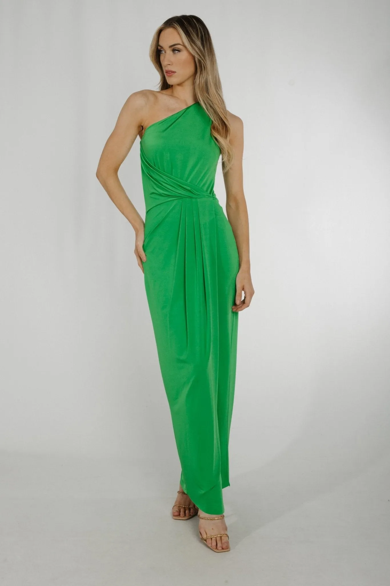 Alana Drape Front Dress In Green