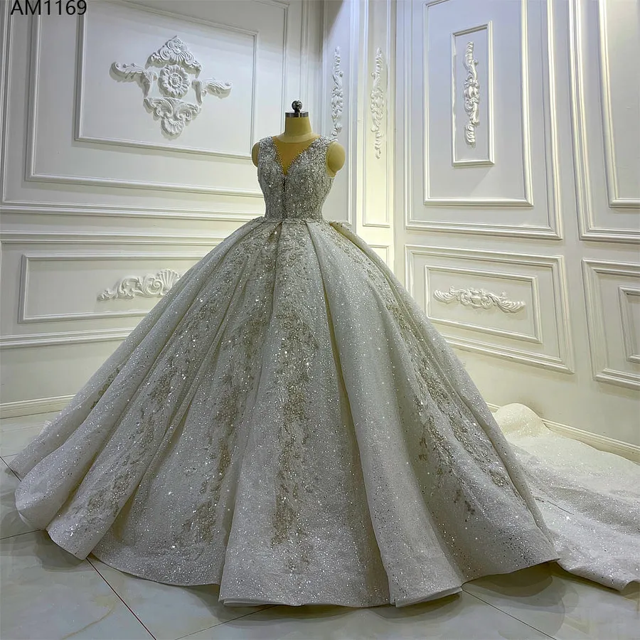 AM1169 Cap Sleeve Lace Appliques Wedding Dress