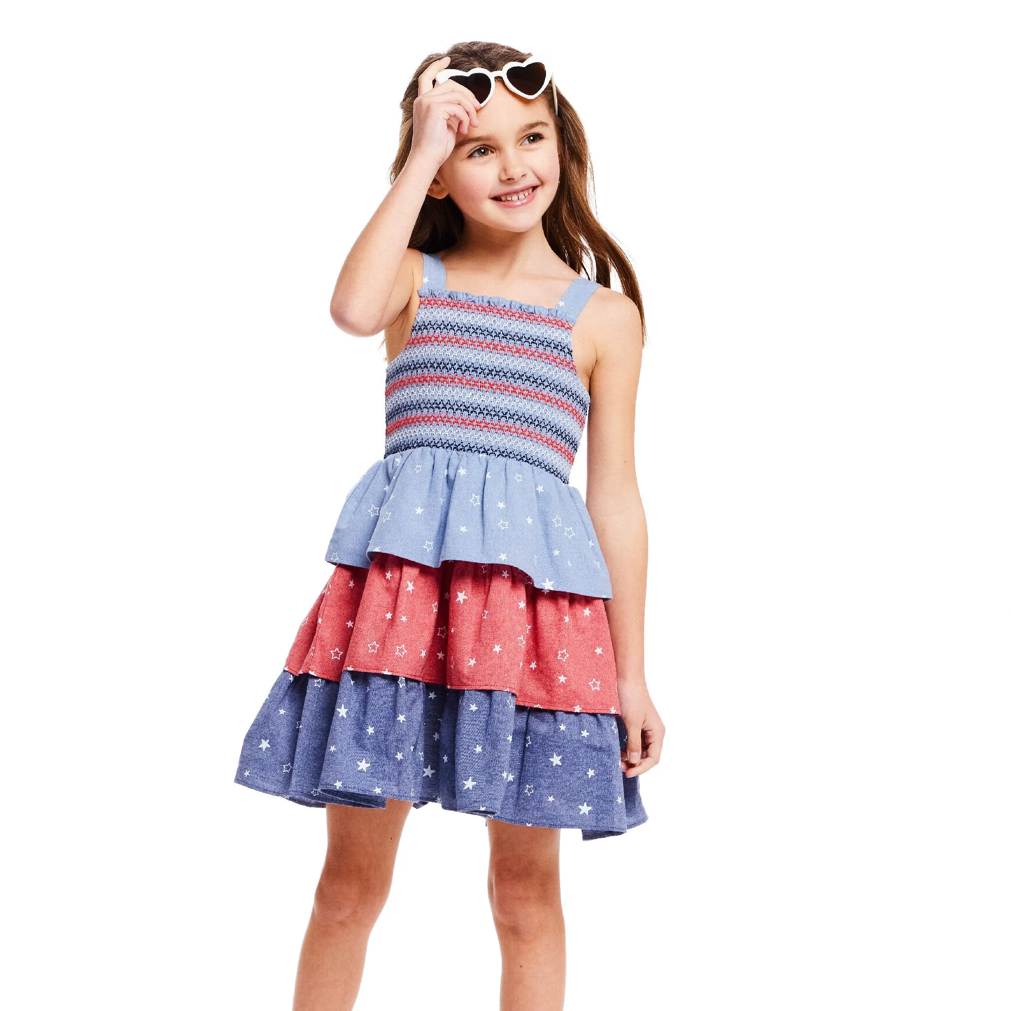 Americana Chambray 3-Tier Dress