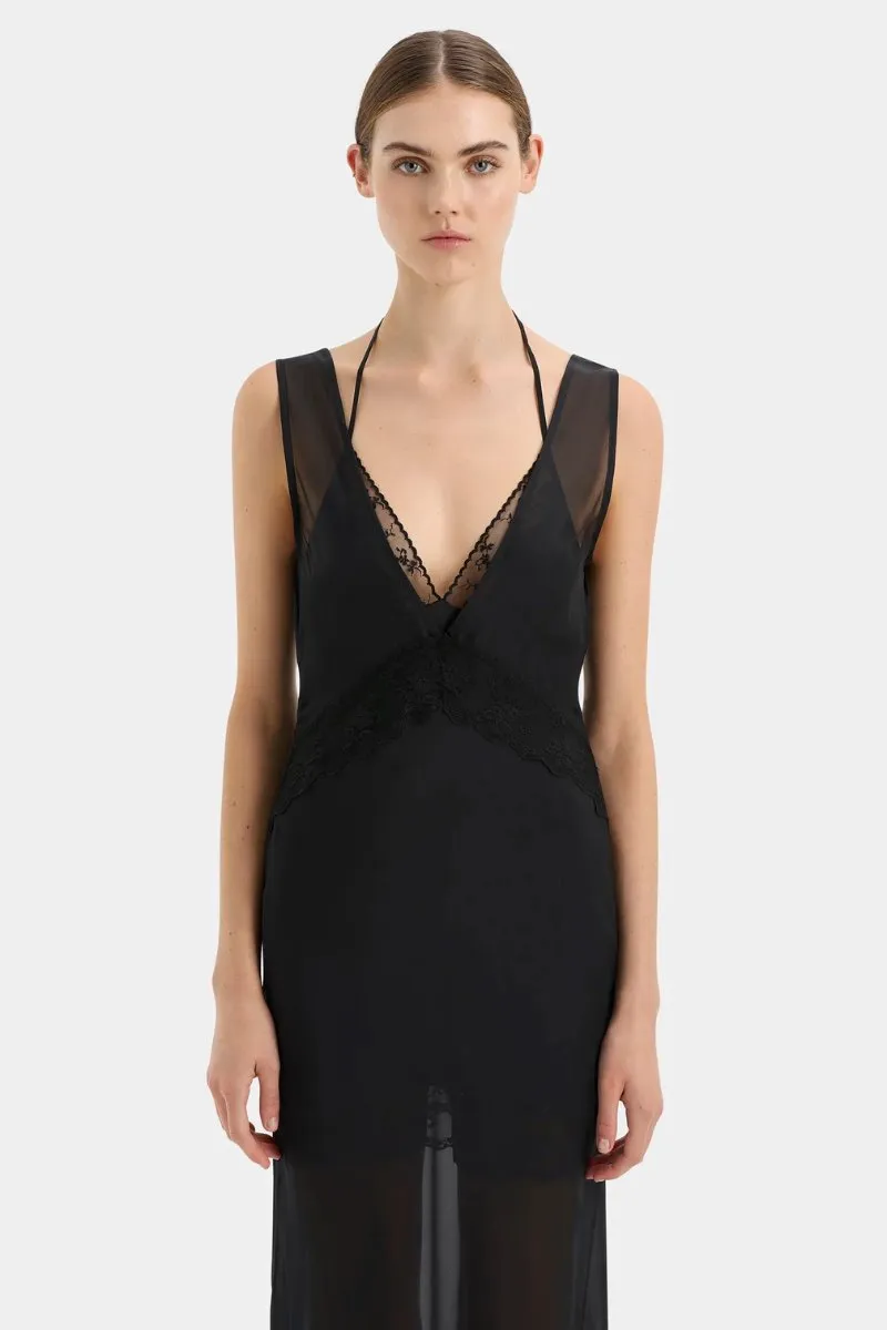 AVELLINO LACE LAYER DRESS-BLACK