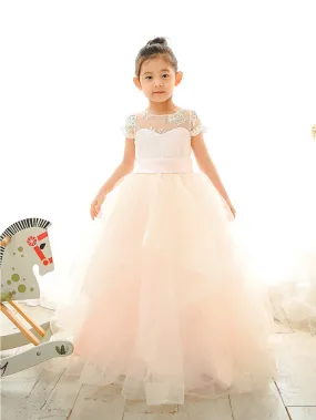 Ball Gown Lace Tulle Wedding Birthday Pageant Flower Girl Dresses