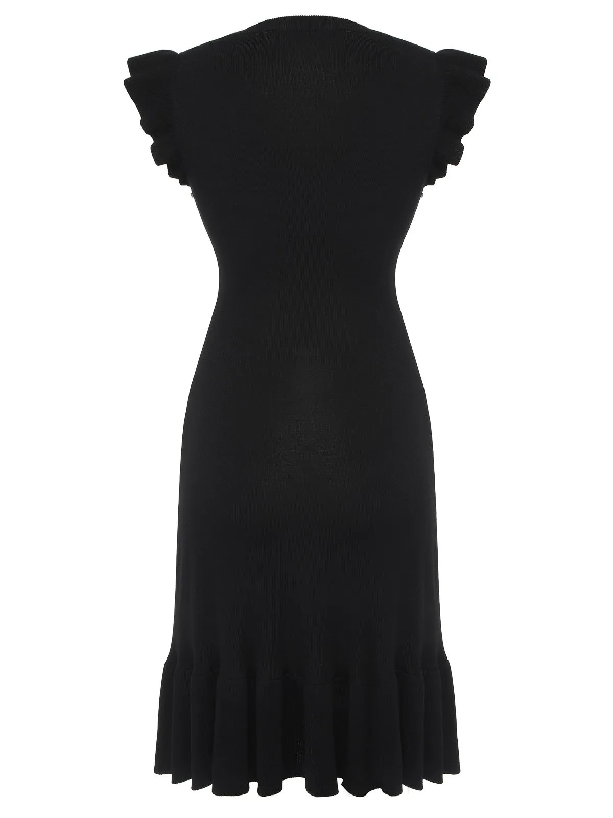 Black 1930s Ruffled Sleeves Mermaid Dress