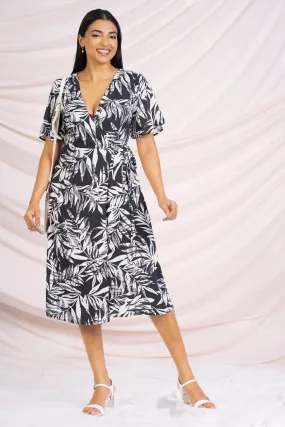 Black & White Printed Wrap Dress