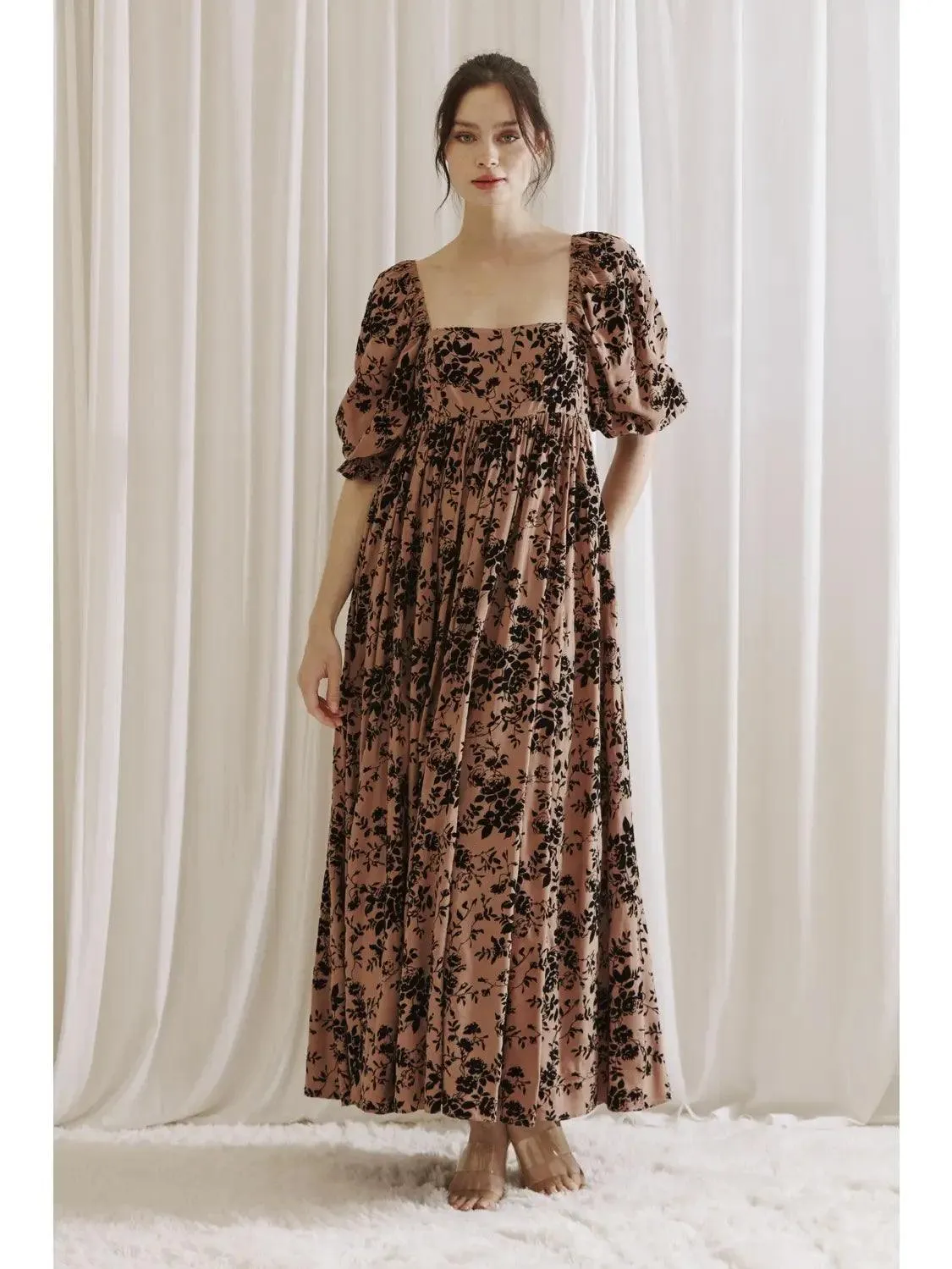 Black and Brown Floral Maxi Dress