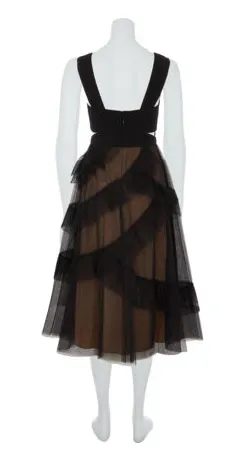 Black Mesh Frill Dress