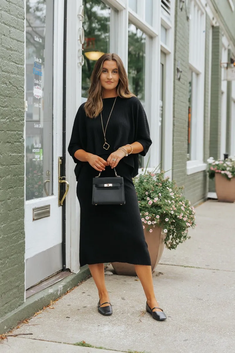 Black Ribbed Midi Tank Dress