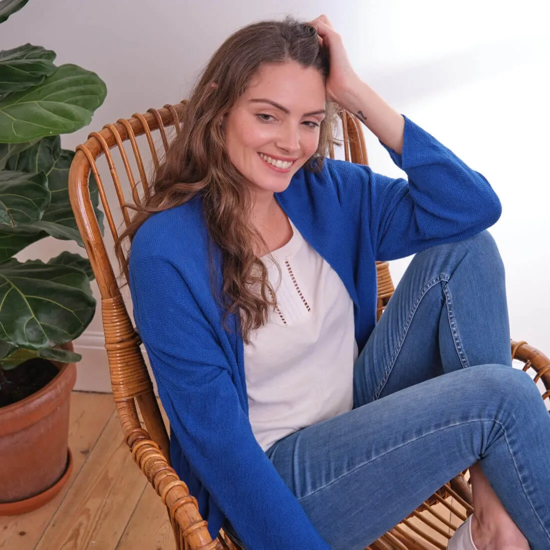 Cara Organic Cotton Cardigan | Cornflower