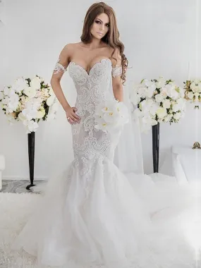 Charming Sweetheart Mermaid Wedding Dresses With Appliques WD275