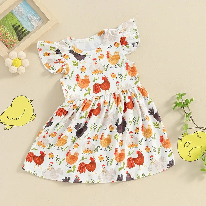 CHICKENS Ruffle Dress