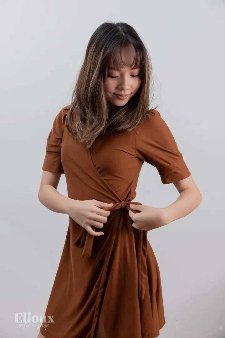 Choco Brown Sexy Wrap Dress