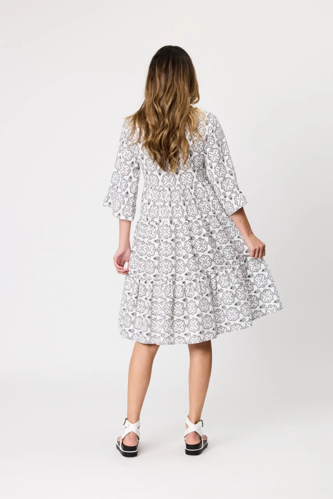 Democracy Hazel Printed Tiered Dress - White