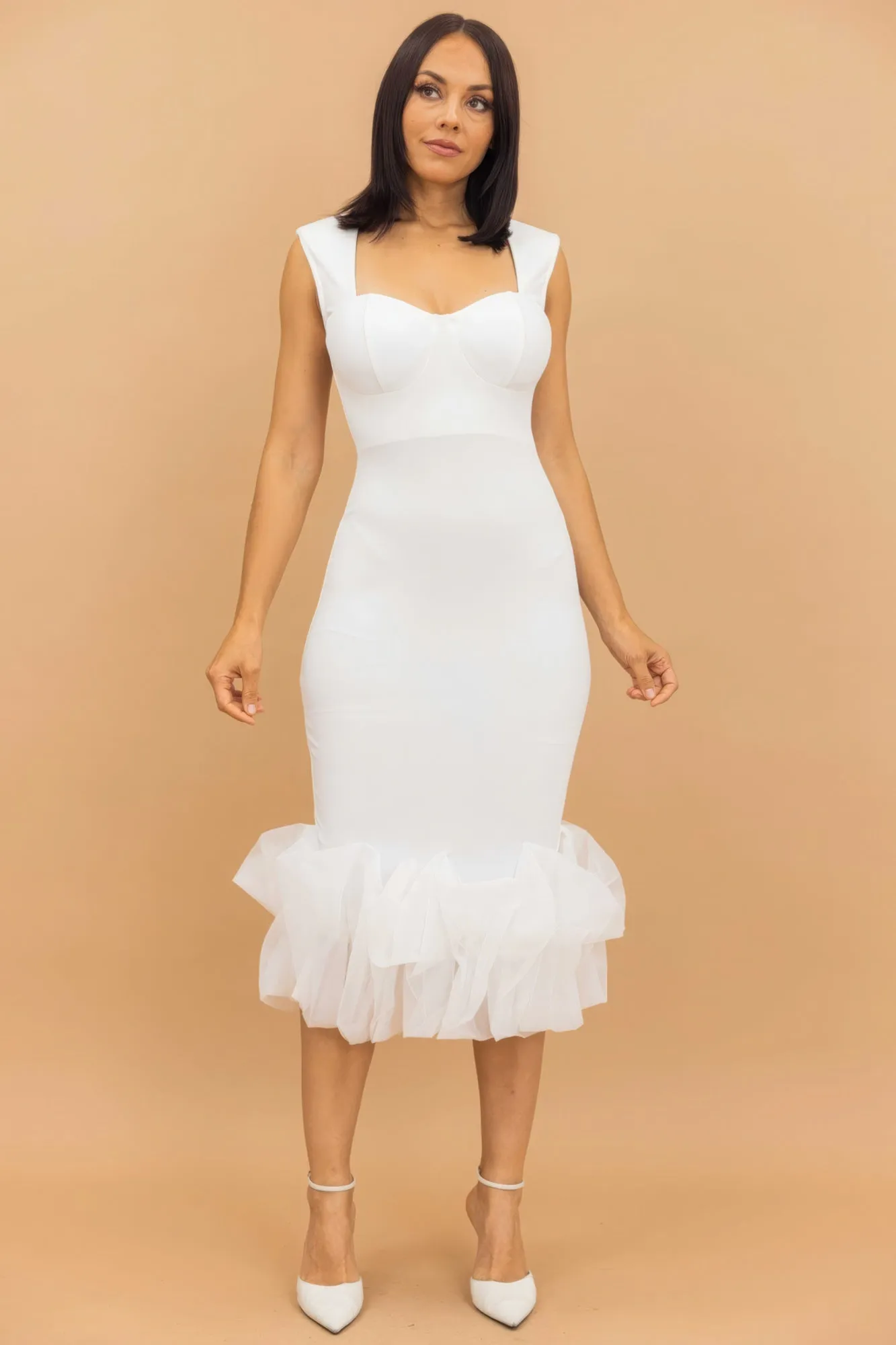 Divva Style Organza Ruffle Midi Dress