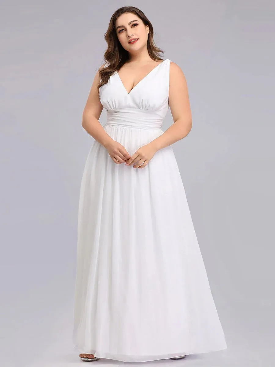 Elegant Maxi Long Wedding Dresses With Double V-Neck