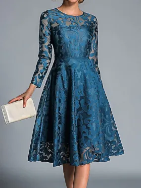 Elegant Women's Winter Lace Midi Party Dress