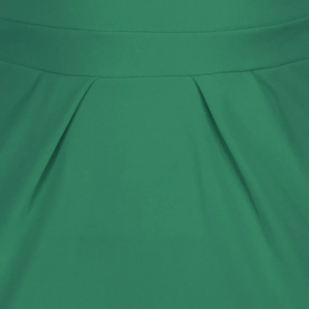 Emerald Green 3/4 Sleeve Pleated Bodycon Pencil Dress