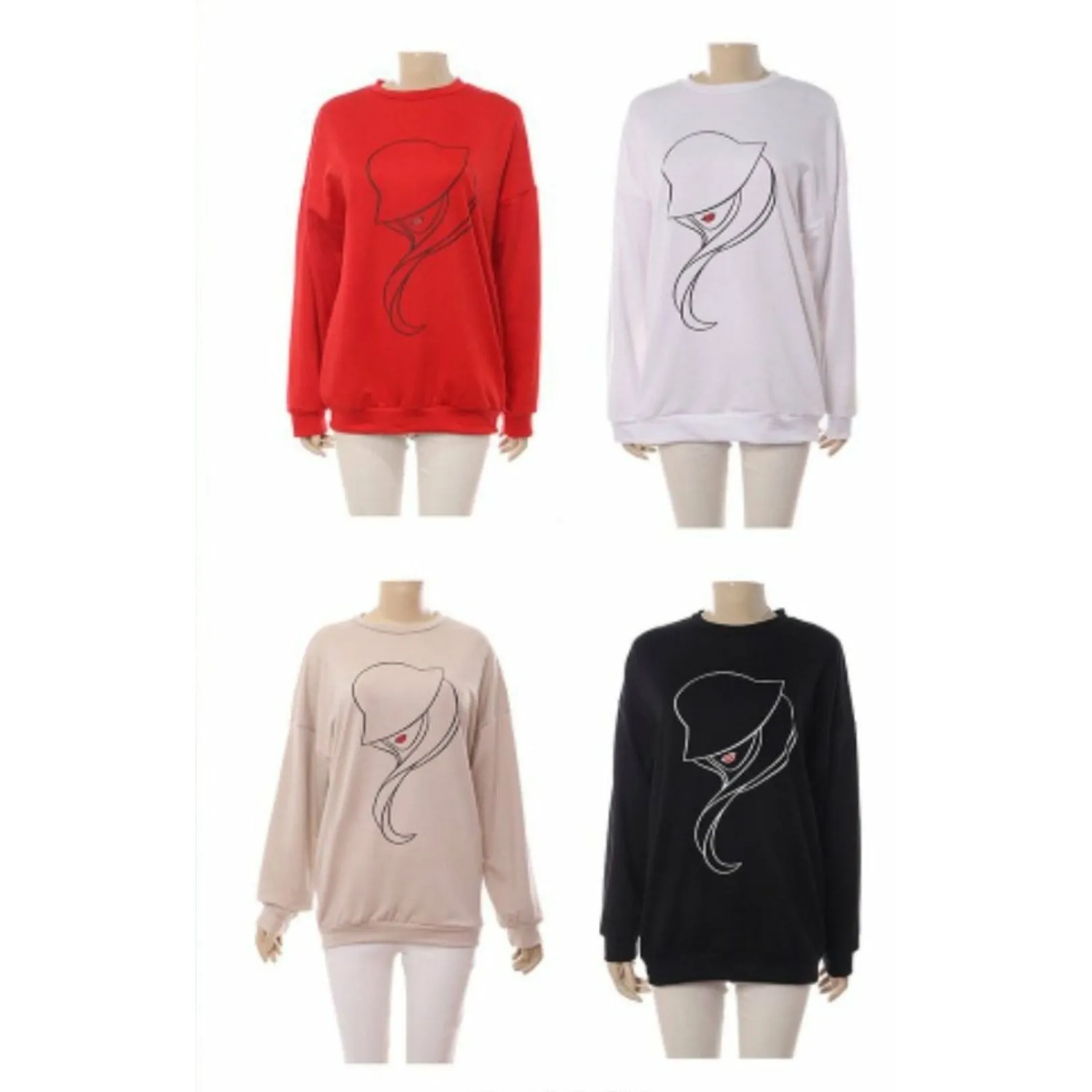 Figure Printing O-Neck Vintage Sweatshirt