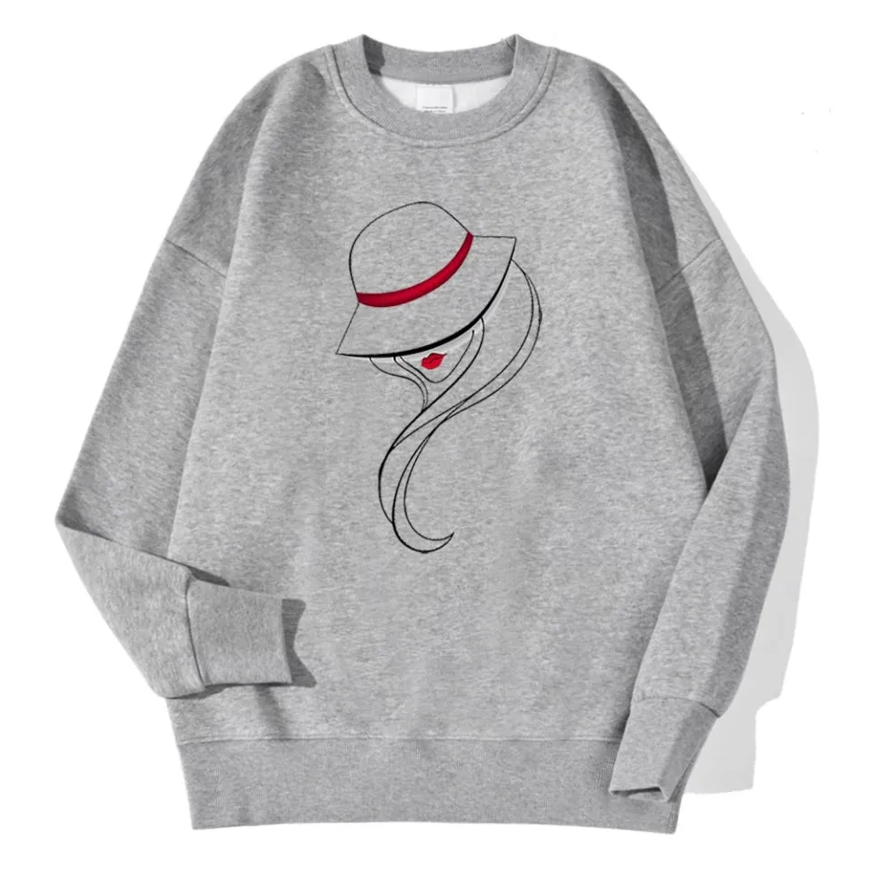 Figure Printing O-Neck Vintage Sweatshirt