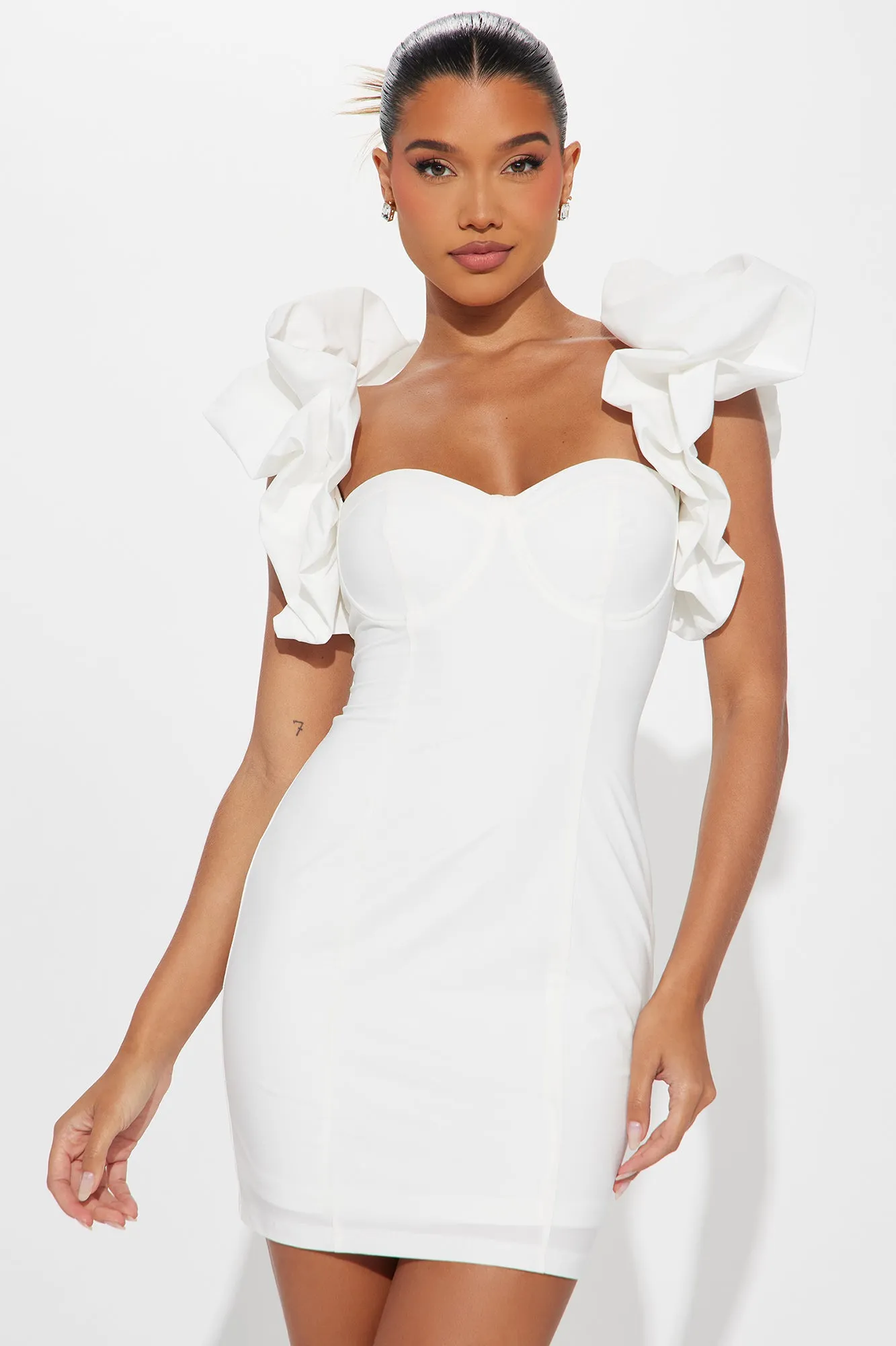 Forever Princess Ruffle Mini Dress - White