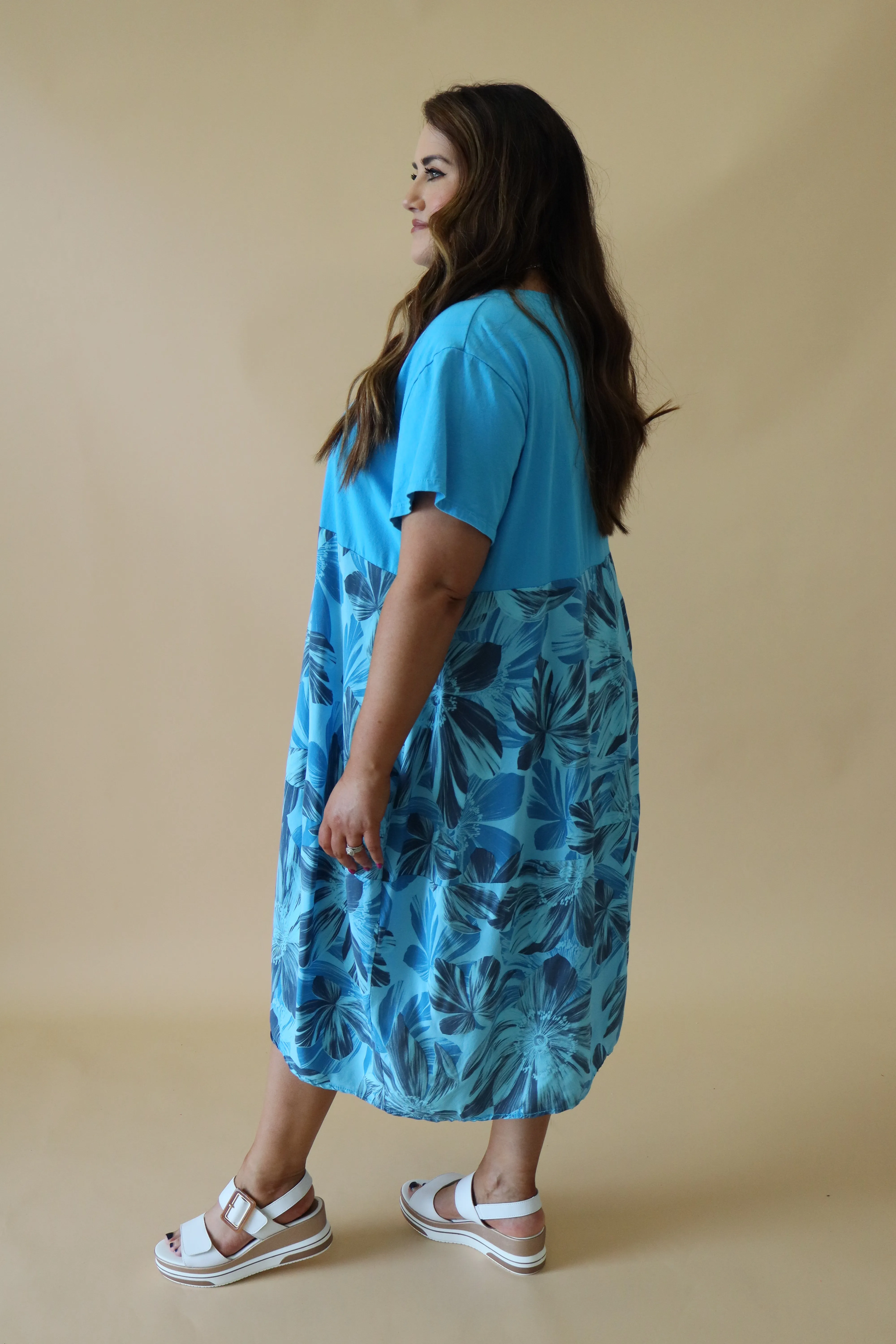 Gianni Floral Dress in Light Blue