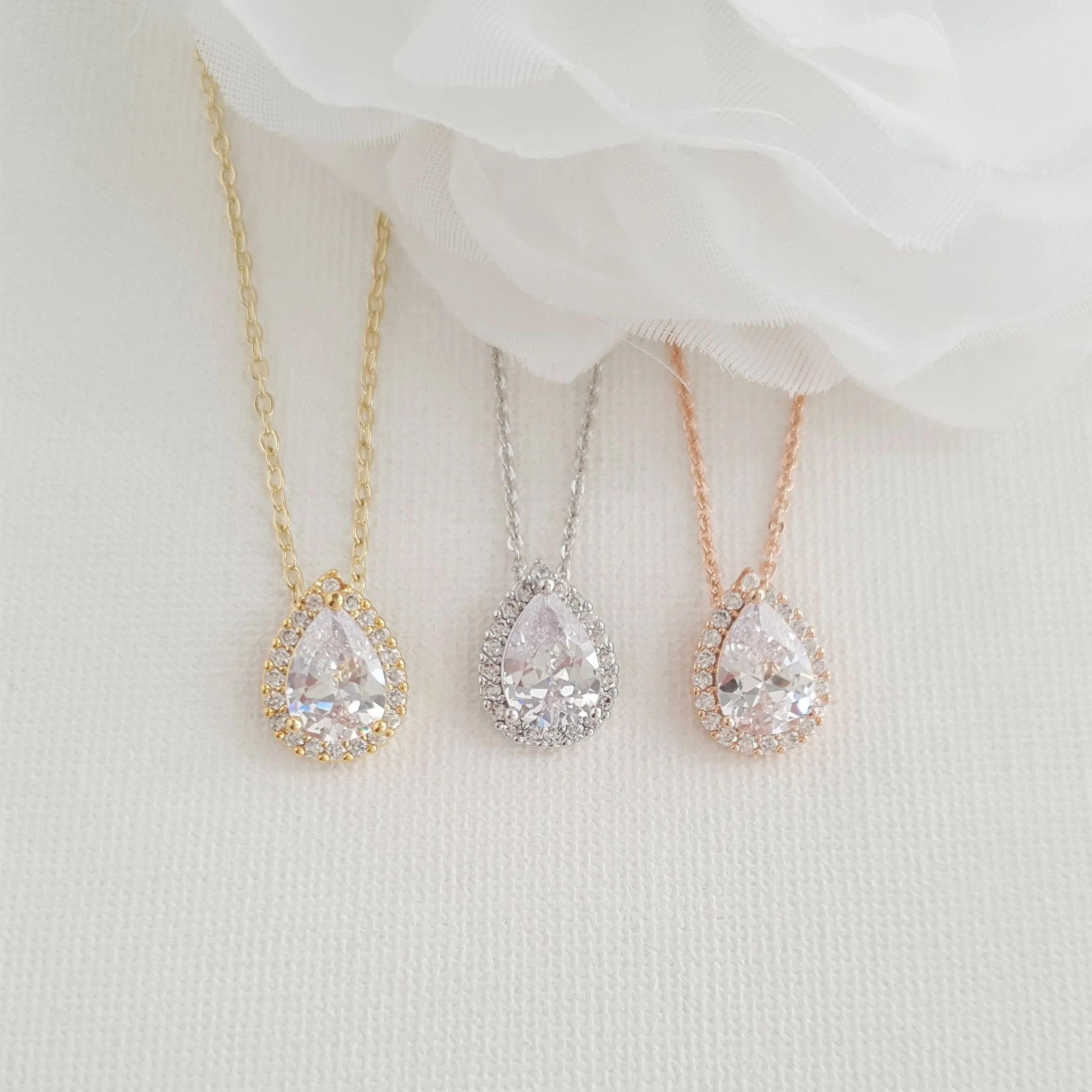 Gold Stud Earrings and Necklace for Bridesmaids-Emma