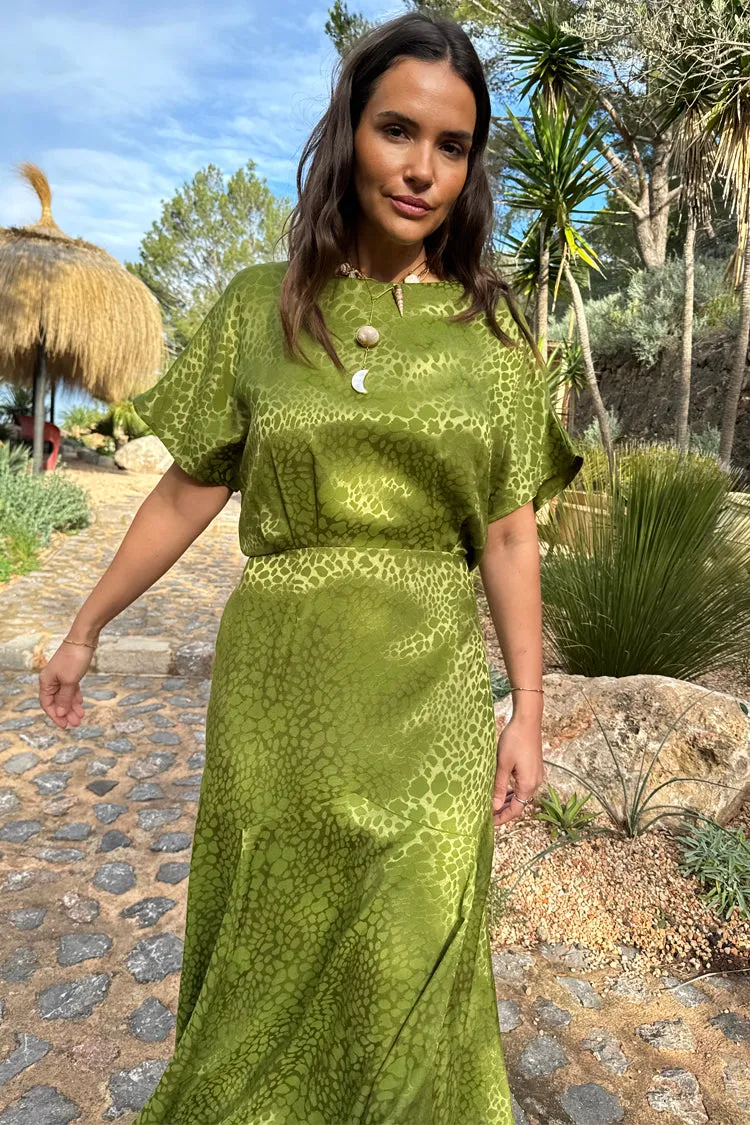 Green Jacquard Midi Erin Dress