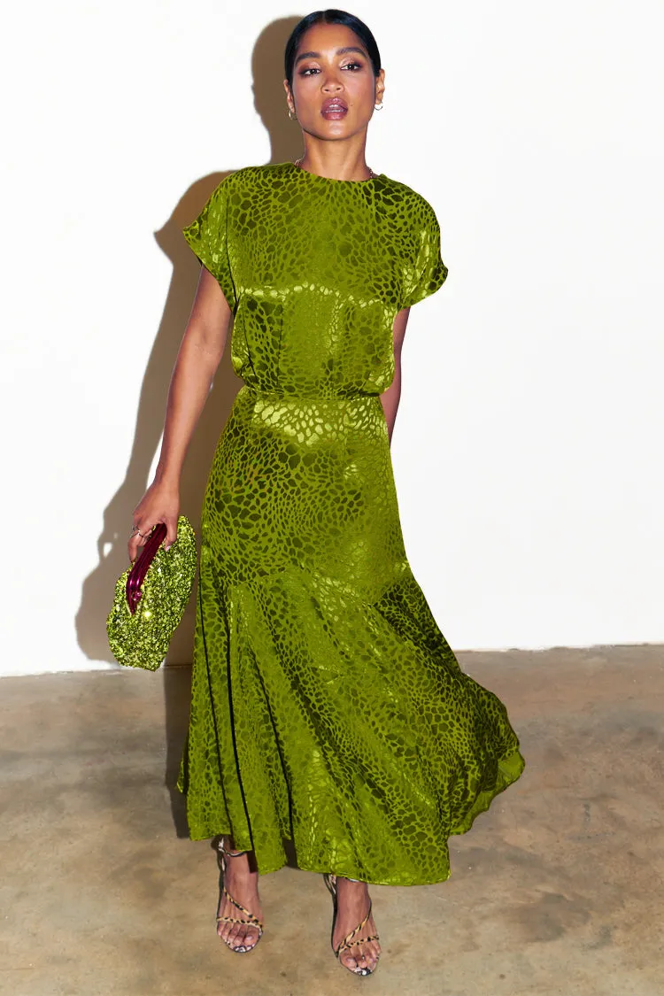 Green Jacquard Midi Erin Dress