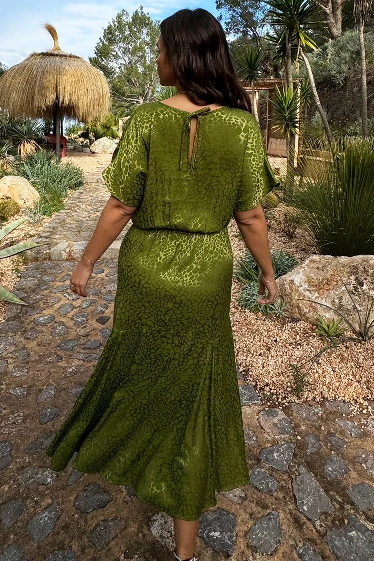 Green Jacquard Midi Erin Dress