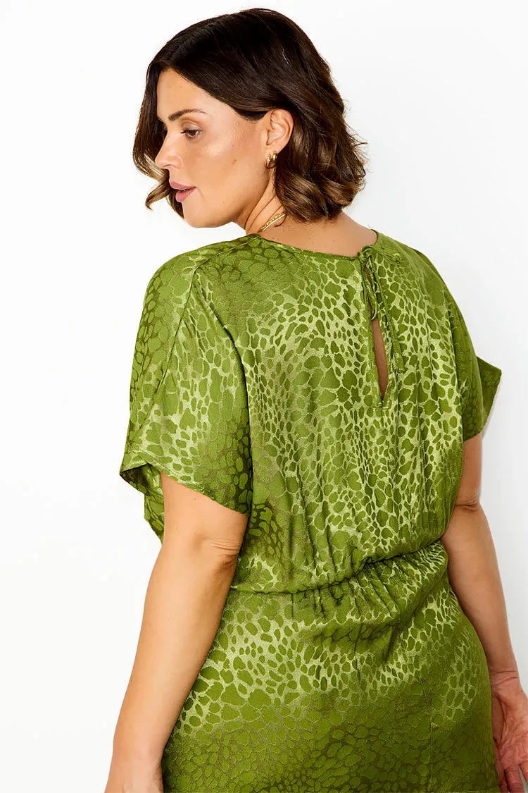 Green Jacquard Midi Erin Dress