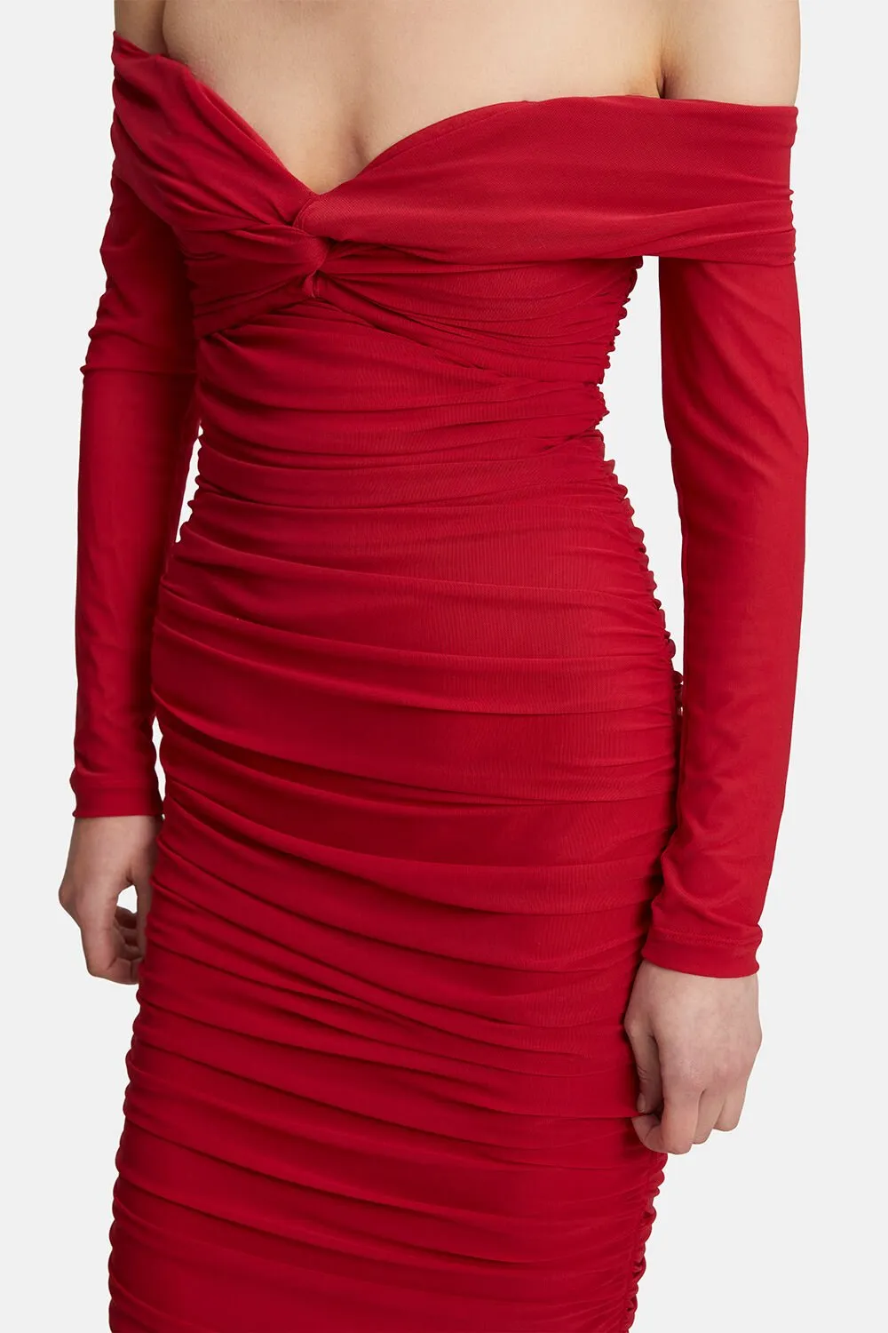 Helena Midi Mesh Dress - Fire Red