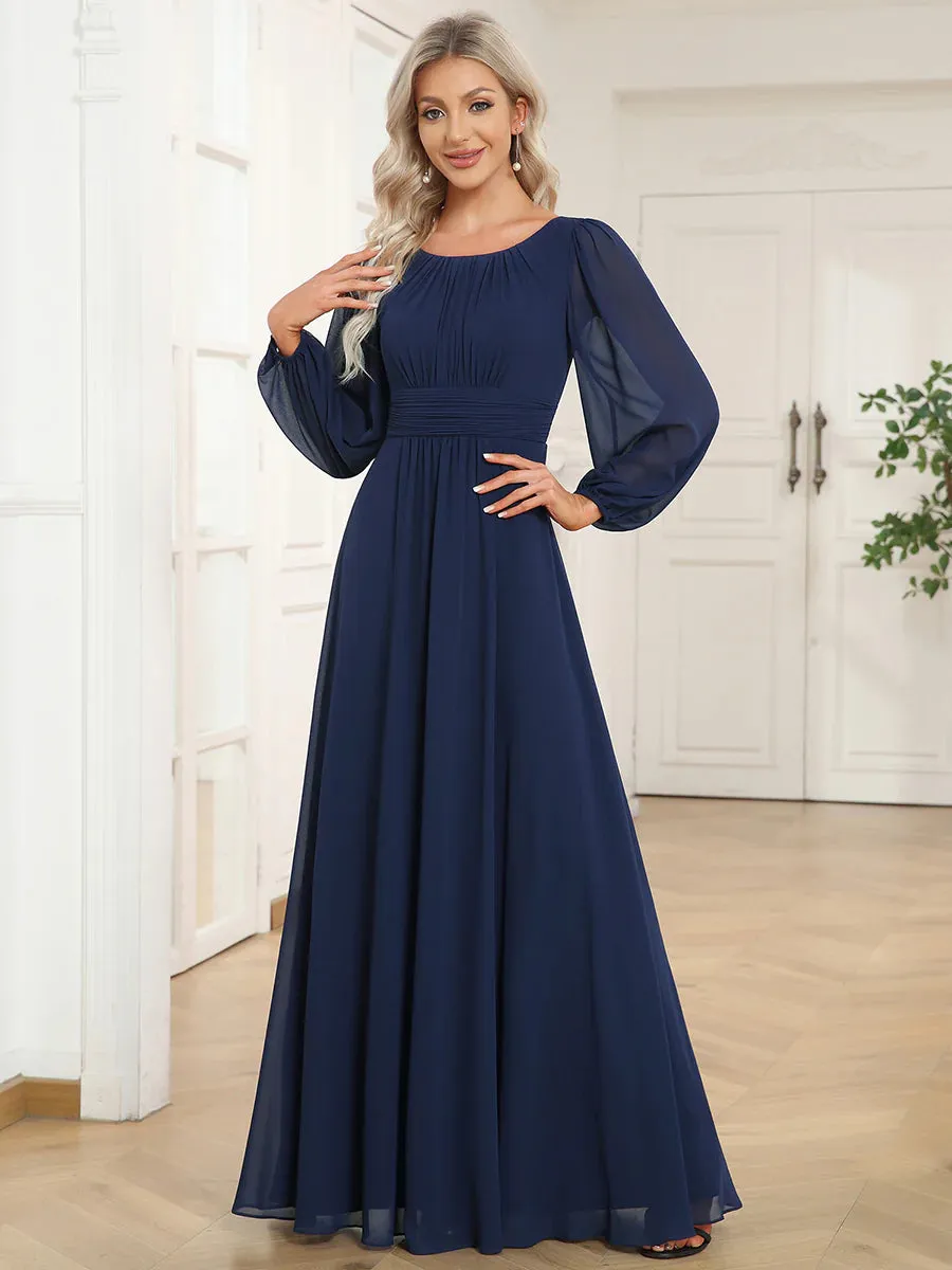 High Neck Long Sleeve Bridesmaid Dress