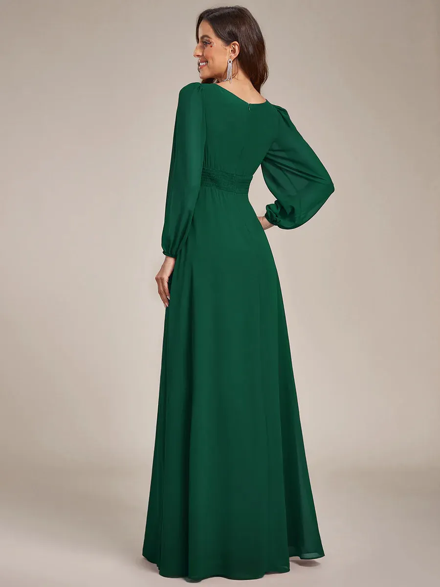 High Neck Long Sleeve Bridesmaid Dress