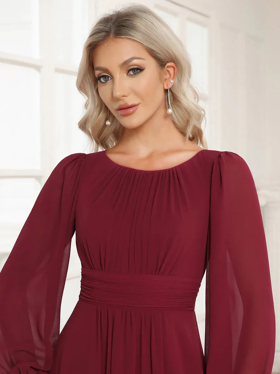 High Neck Long Sleeve Bridesmaid Dress