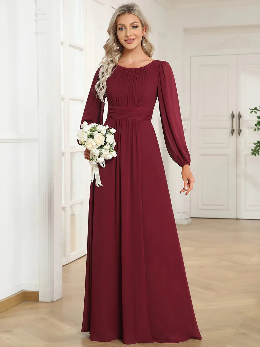 High Neck Long Sleeve Bridesmaid Dress