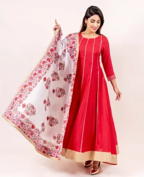 Iti Red Flared Long Dress