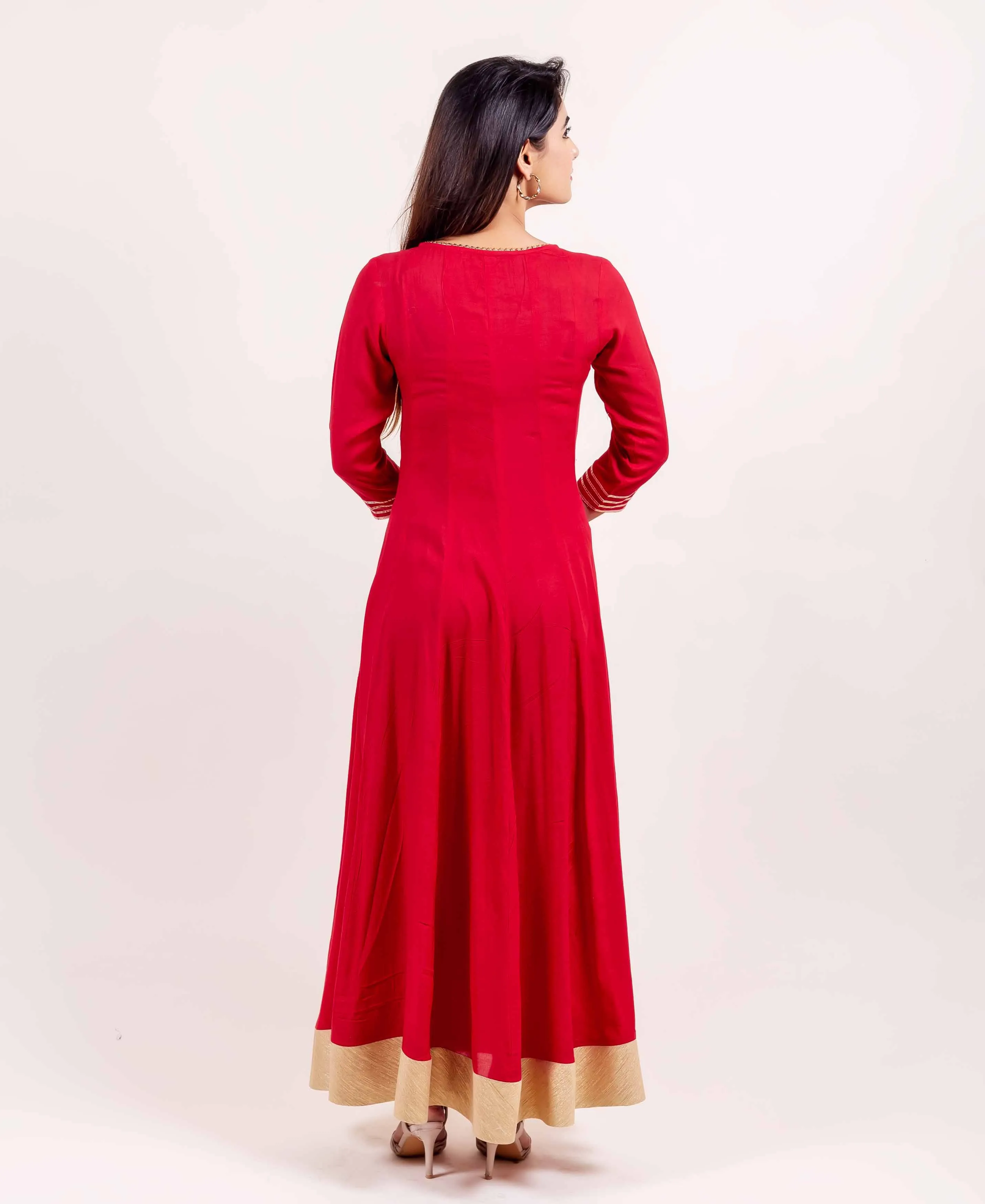 Iti Red Flared Long Dress