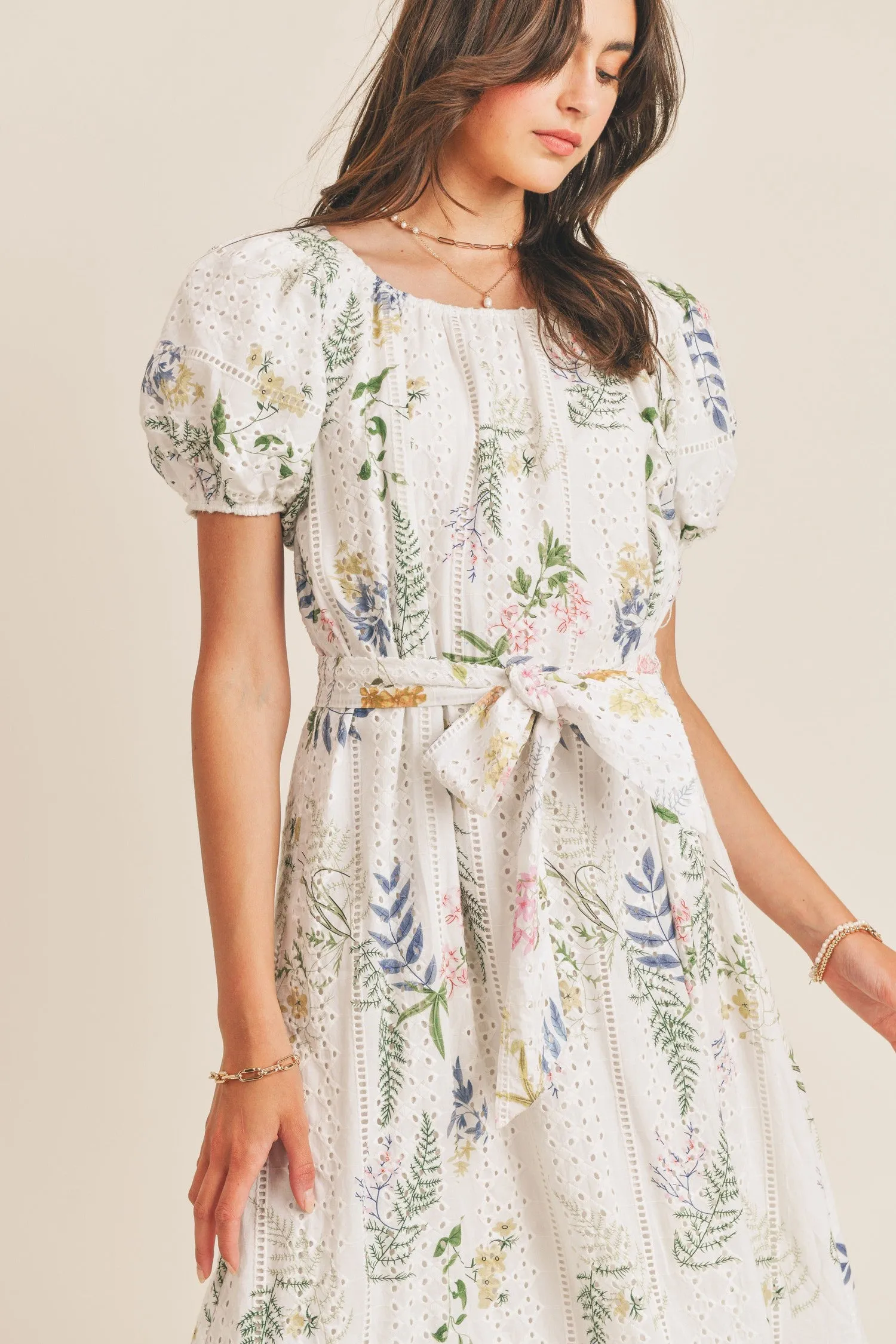 Jasmine Wildflower Eyelet Midi Dress