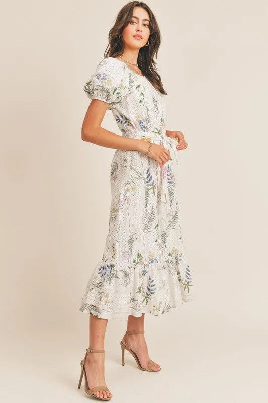 Jasmine Wildflower Eyelet Midi Dress