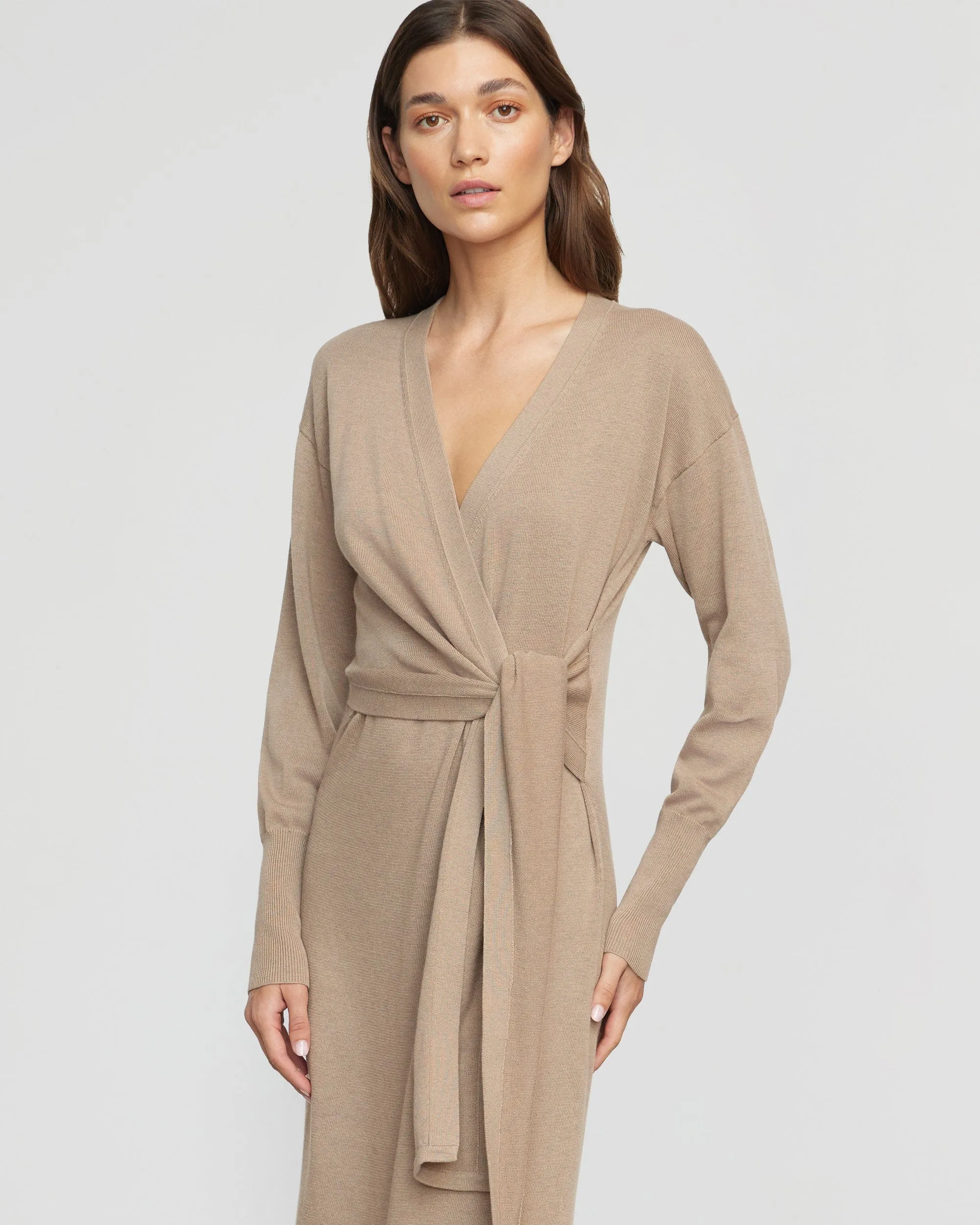 Linden Front-Wrap Sweater Dress