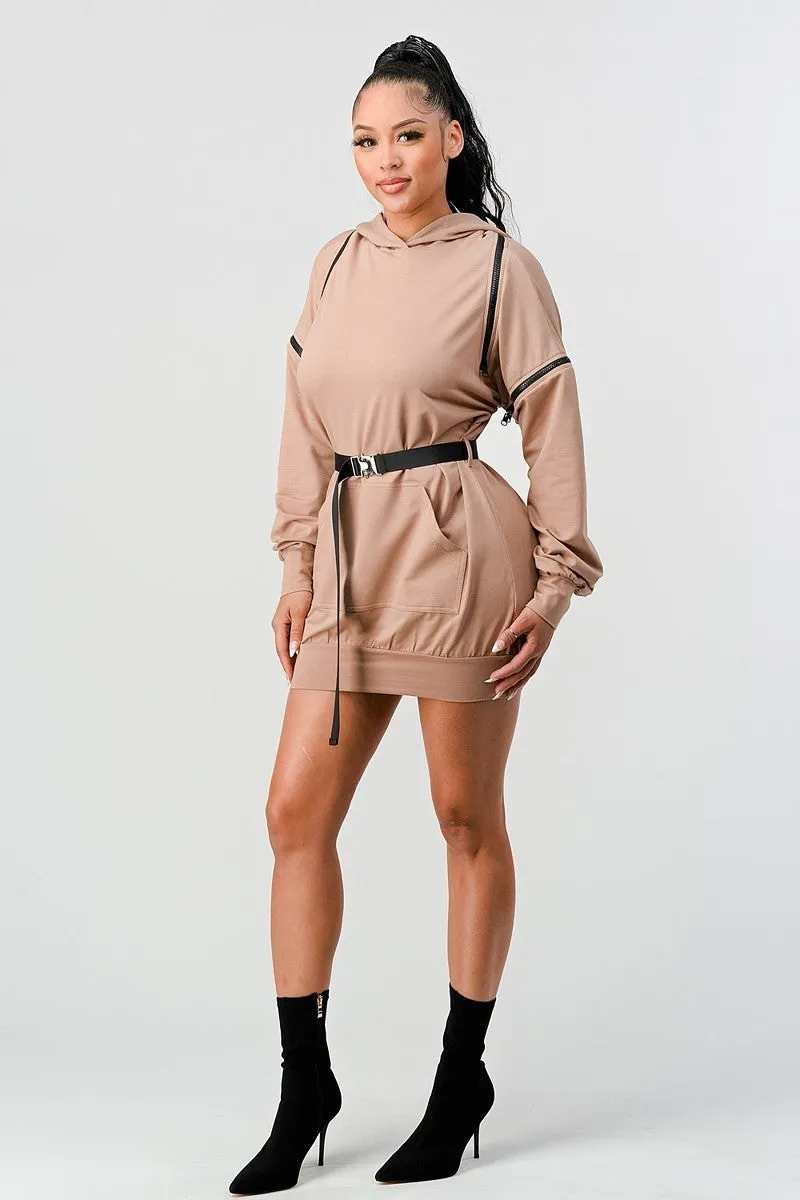 Long Sleeve Hooded Mini Dress