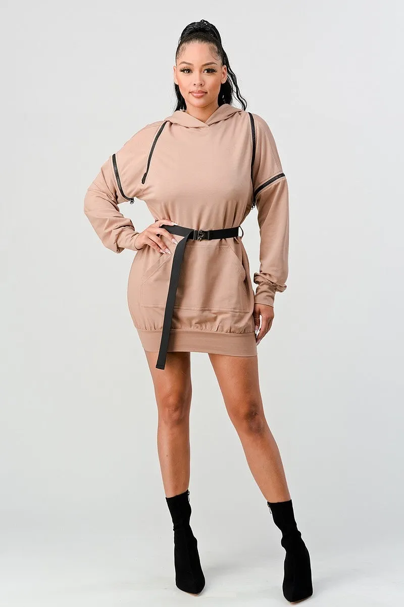 Long Sleeve Hooded Mini Dress