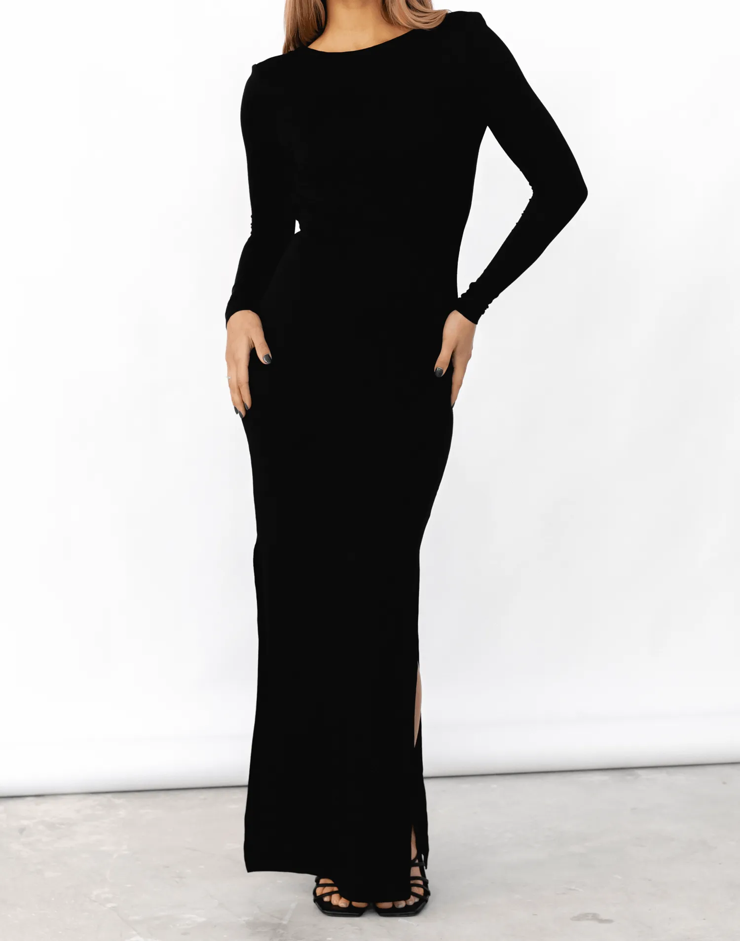 Luna Long Sleeve Maxi Dress (Black)