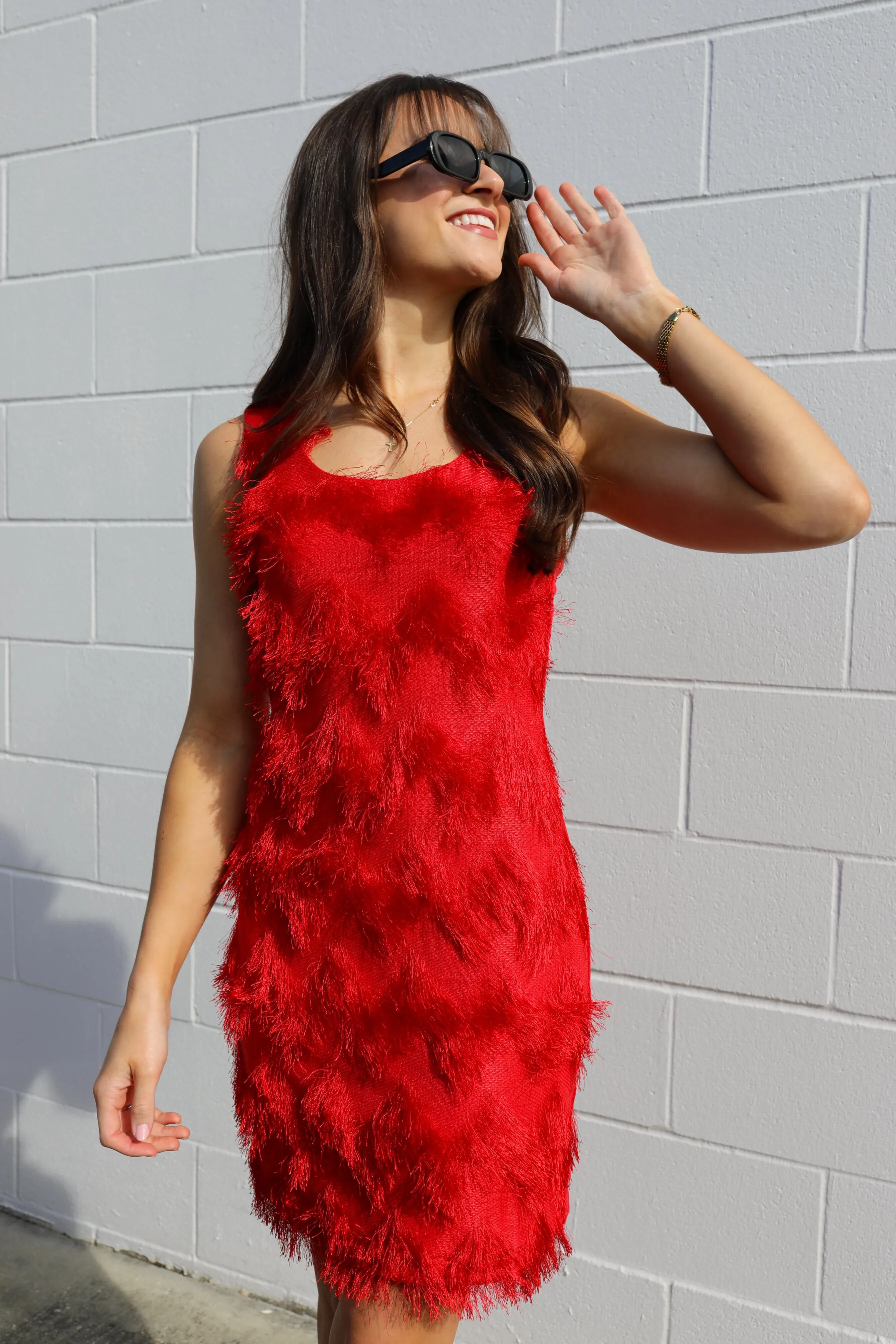 Miss Red Fringe Dress