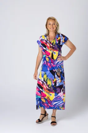 Monaco Print Short Sleeve Jersey Maxi Dress