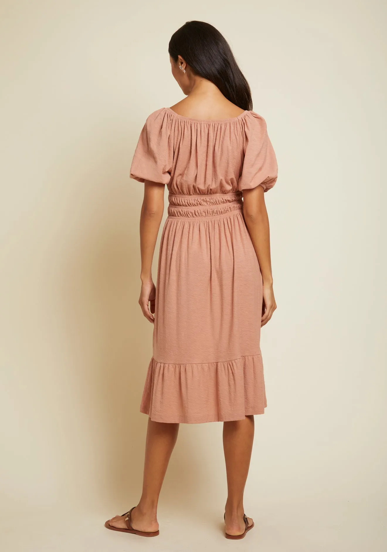 Nation LTD - Fabia Shirred Midi Dress - Bisou