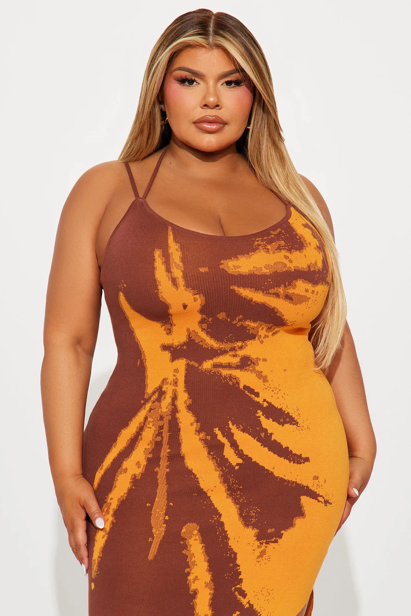 Nicole Tie Dye Sweater Maxi Dress - Brown/combo