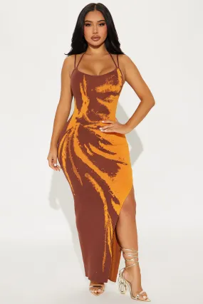 Nicole Tie Dye Sweater Maxi Dress - Brown/combo